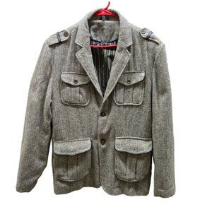 STYLISH MENS TWEED JACKET LE CHATEAU LARGE SIZE GREAT CONDITION BUTTON POCKETS